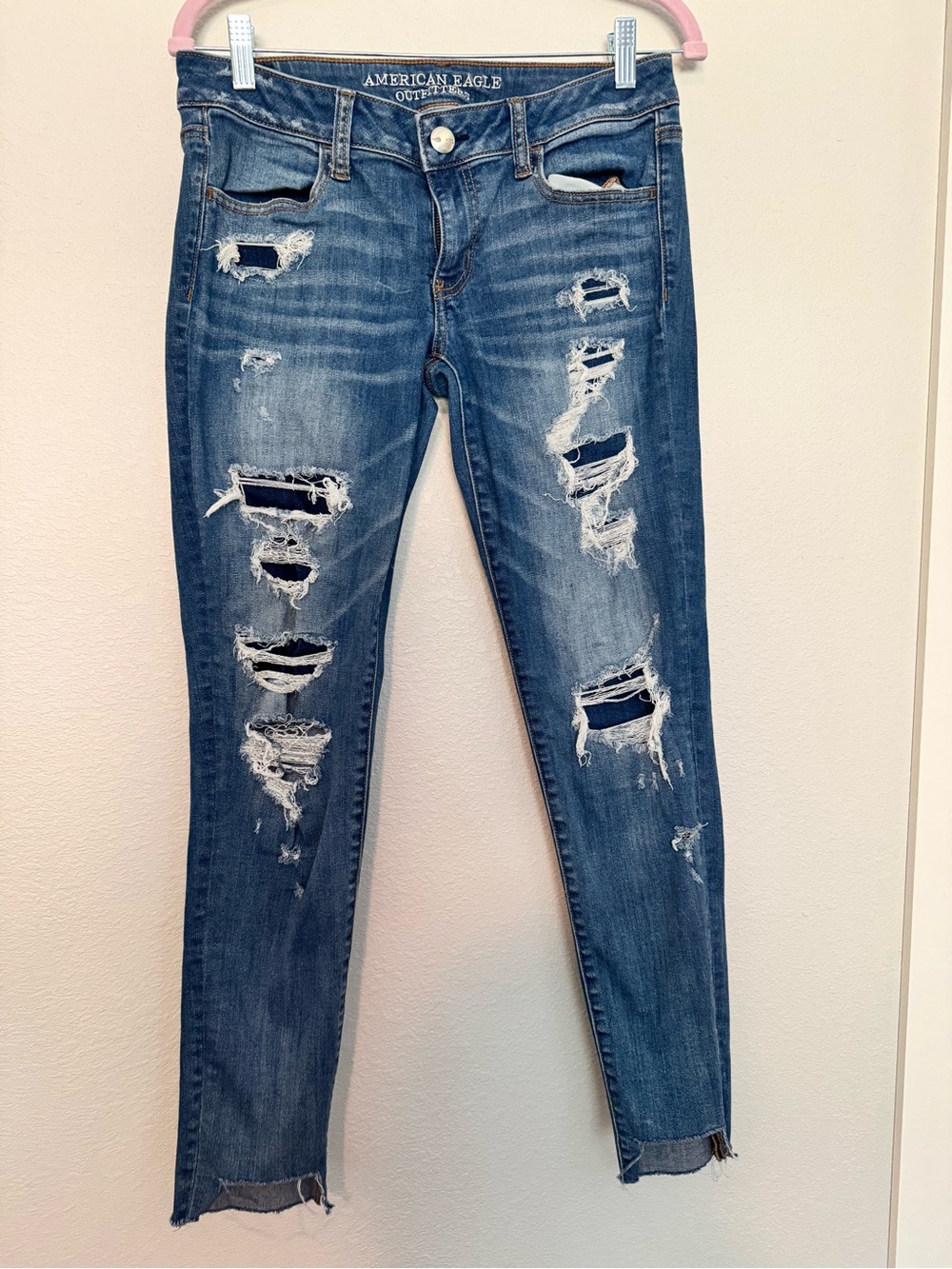 American Eagle Outfitters Ripped Skinny Jeans - Blue